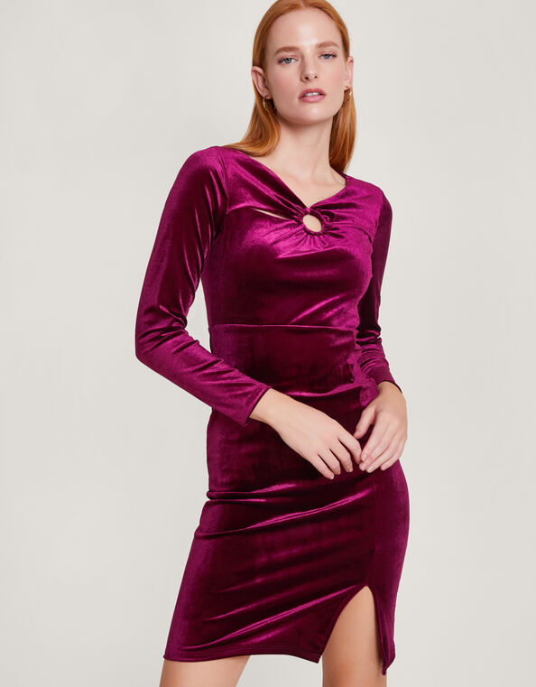Cece Velvet Shift Dress with Recycled Polyester Red, Red (RED), large