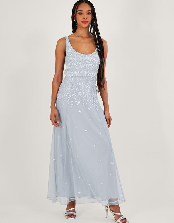 Eugiene Embroidered Shorter Length Maxi Dress, CLOUD, large