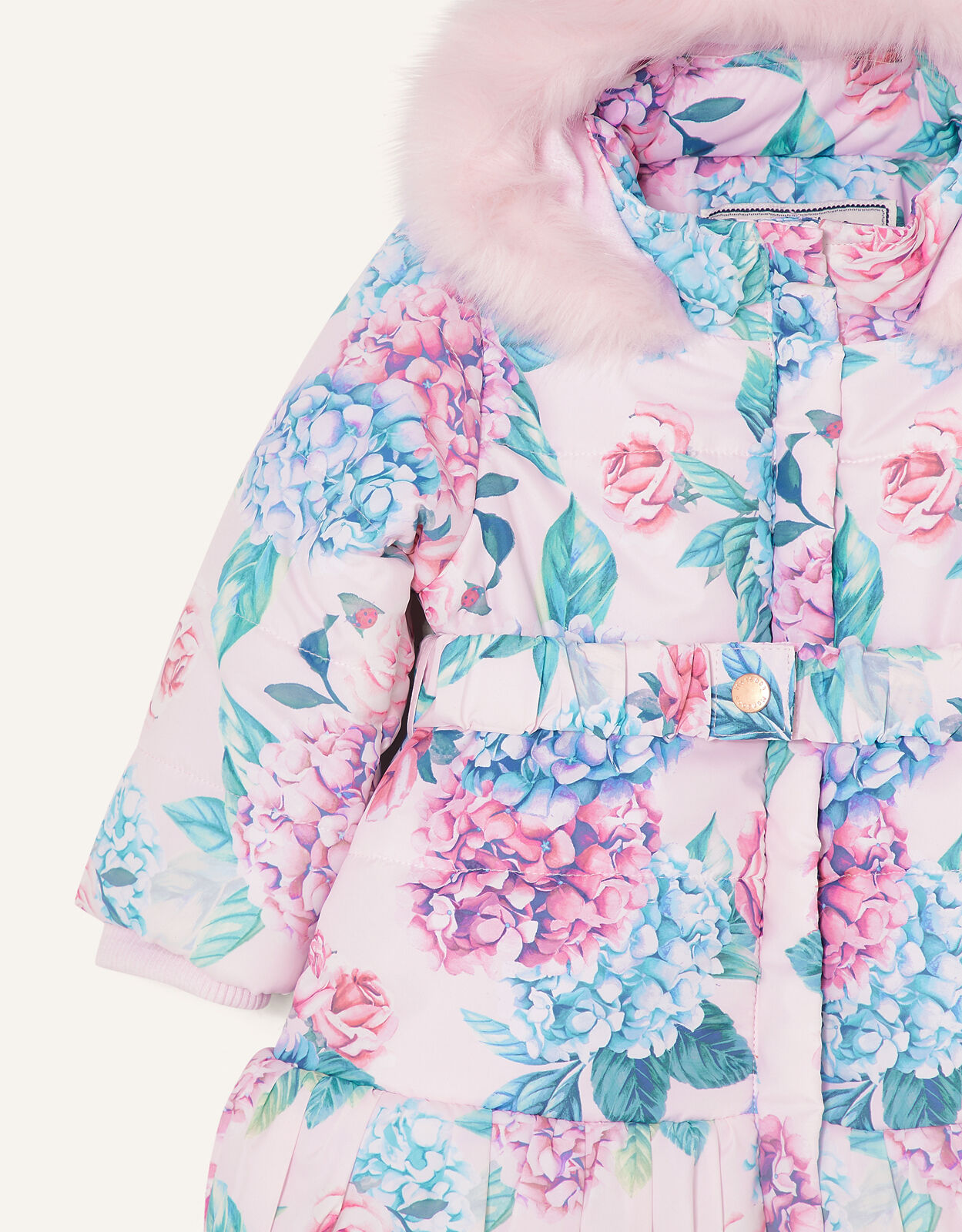 Baby Floral Padded Puffball Coat Pink