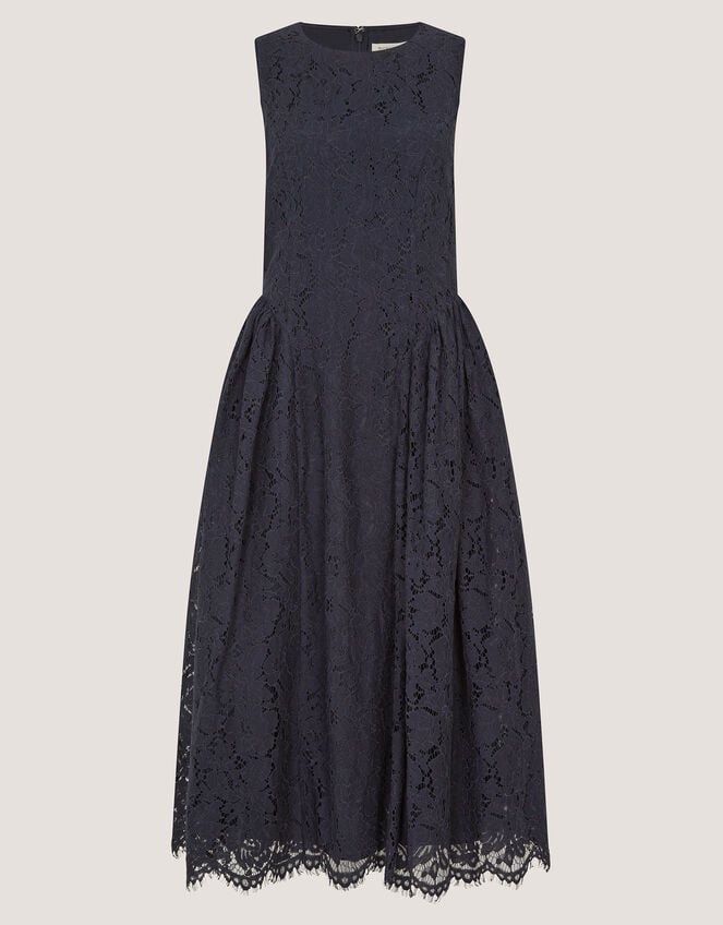Lydia Sleeveless Lace Midi Dress, Blue (NAVY), large