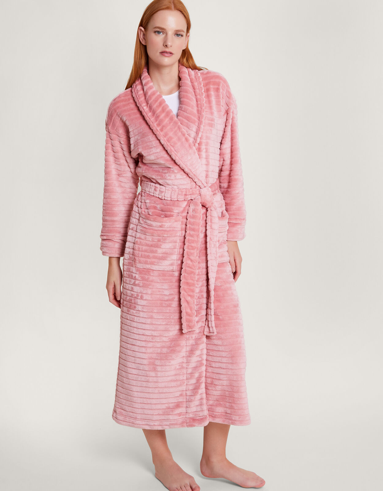 Stripe Textured Dressing Gown Pink Robes And Dressing Gowns
