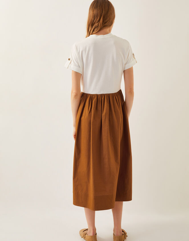 Cali Contrast T-Shirt Midi Dress, Camel (CAMEL), large