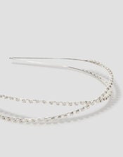 Fine Diamante Cross Headband, , large