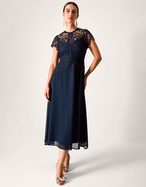Monica Lace Midi Bridesmaid Dress, Blue (NAVY), large