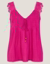 Celia Lace Pintuck Cami Top, Pink (PINK), large