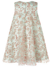 Baby Riona Glitter and Sequin Swing Dress, Teal (DUCK EGG), large