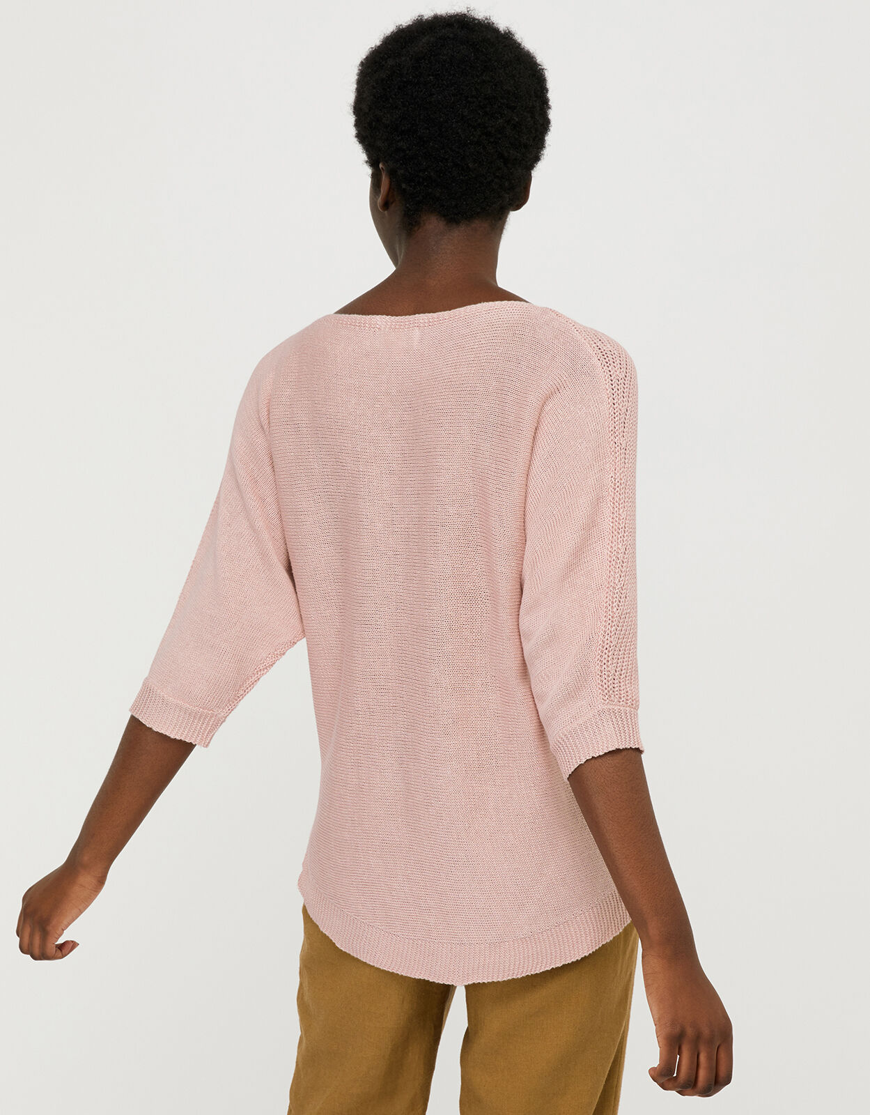Verity Batwing Jumper in Pure Linen Pink Jumpers Monsoon Global