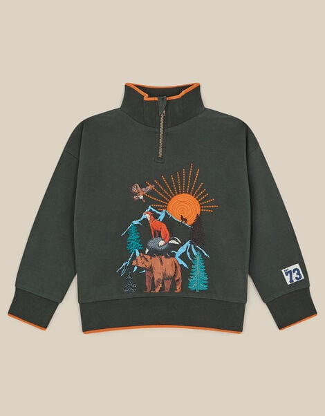 Animal Adventure Half-Zip Sweatshirt, Green (KHAKI), large