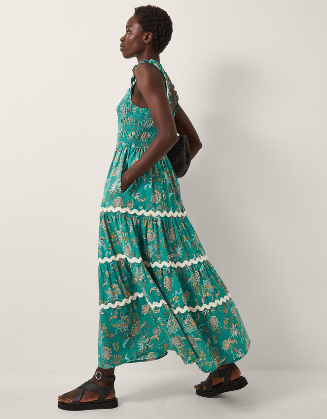 Saoirse Floral Smocked Maxi Dress, SEA GREEN, large