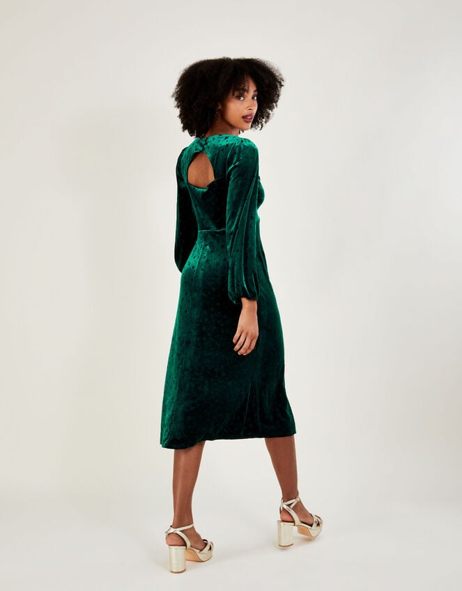 Lizzy Star Devore Midi Dress, Teal (TEAL), large