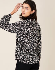 Leigh Floral Shirt with LENZING™ ECOVERO™, Black (BLACK), large