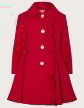 Ruffle Smart Coat, Red (RED), large