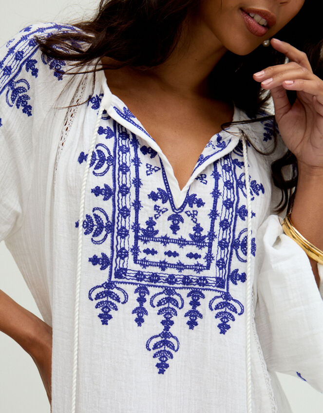 Raffya Aurelia Embroidered Kaftan, White (WHITE), large