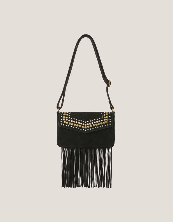 Zora Suede Fringe Crossbody Bag, , large