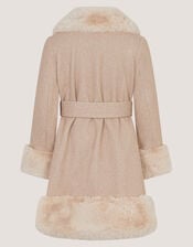 Faux Fur Collar Coat, Camel (OATMEAL), large