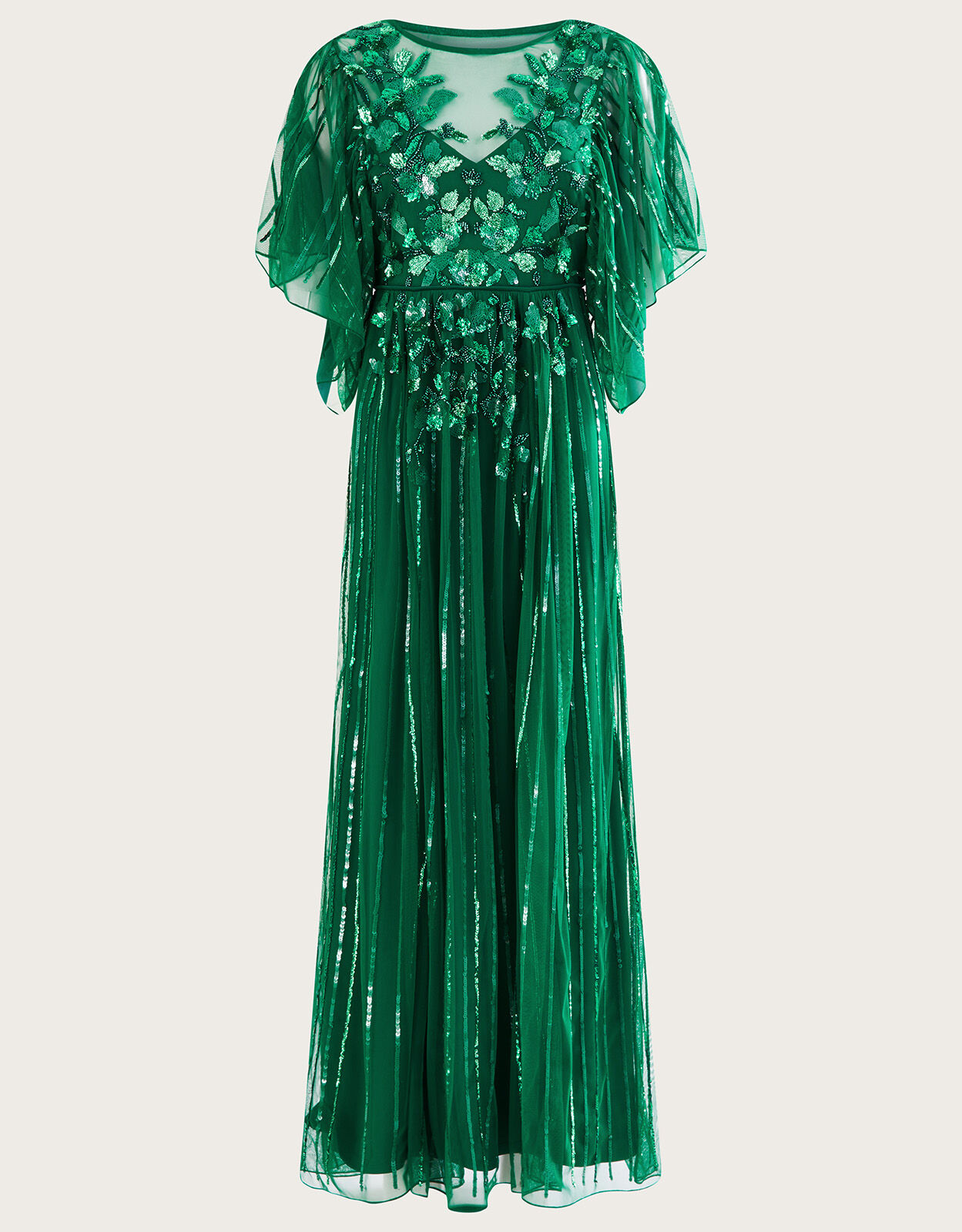 Ottilie Embellished Maxi Dress in Recycled Polyester Green