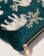 Elizabeth Scarlett Elephant Herd Velvet Pouch, , large