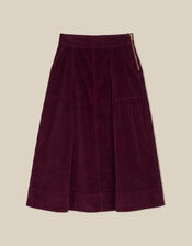 Yasmin Corduroy Midi Skirt, Red (BURGUNDY), large