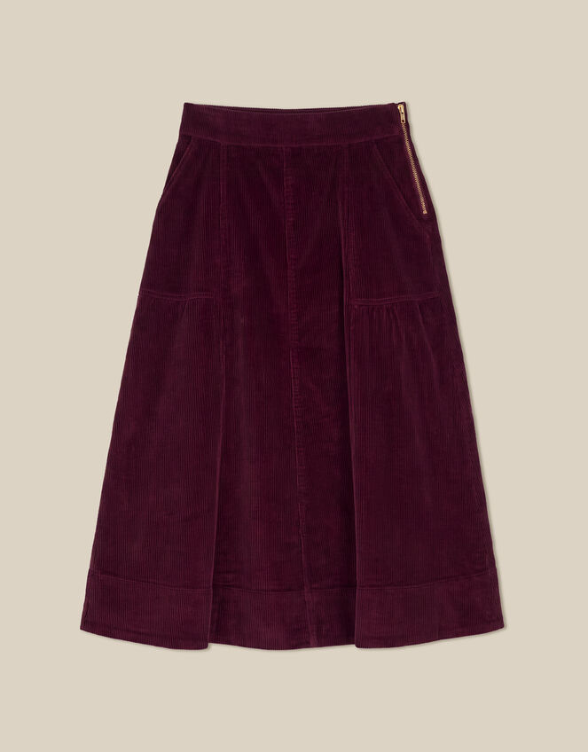 Yasmin Corduroy Midi Skirt, Red (BURGUNDY), large