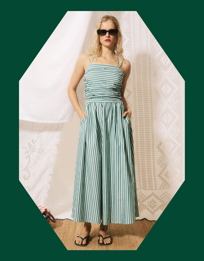 FRNCH Felice Stripe Maxi Dress, Green (GREEN), large