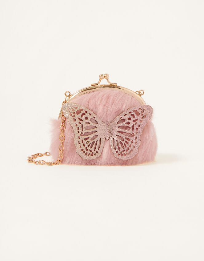 Glitter Butterfly Fluffy Bag, , large