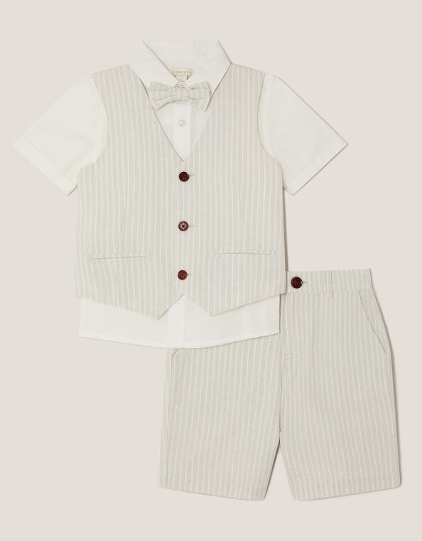 3-Piece Shirt & Waistcoat Set with Bow, Gray (GREY), large