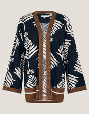 Pamela Print Linen-Blend Jacket, Black (BLACK), large