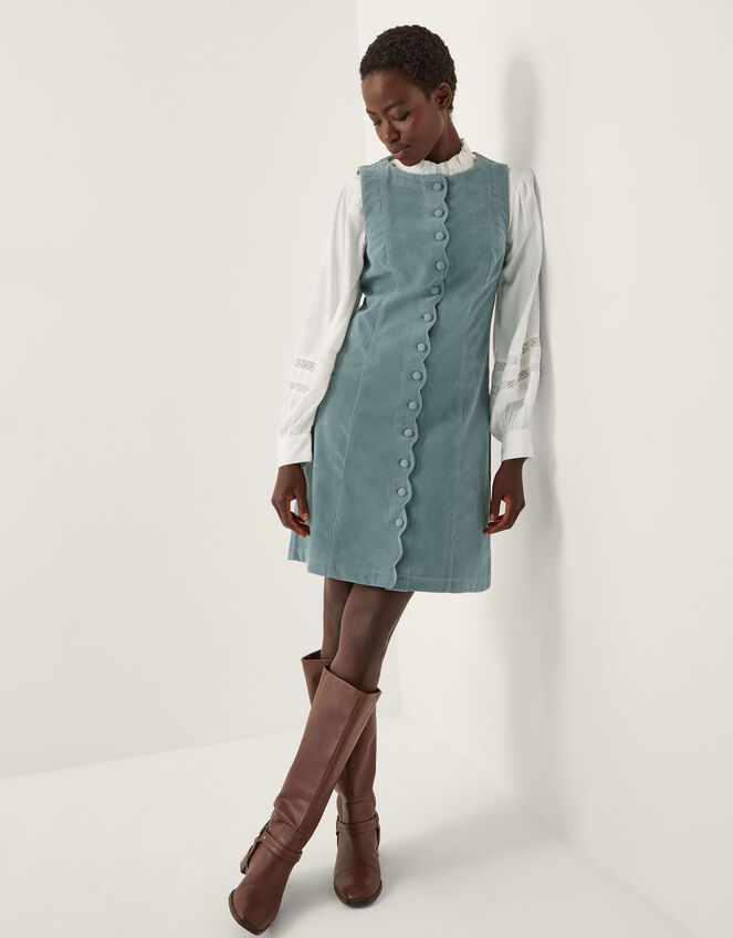 Rudi Sleeveless Scallop Mini Dress, Blue (BLUE), large