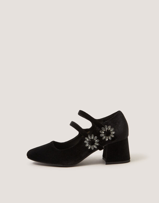 Symone Velvet Mary Jane Block Heels, Black (BLACK), large