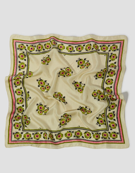 Louisa Floral Silk Square Scarf, , large
