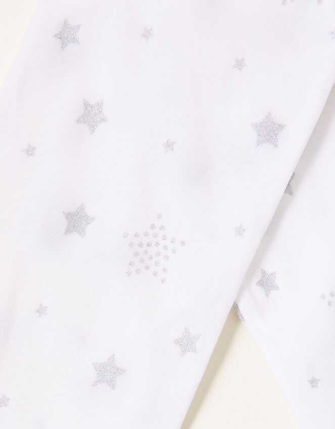 Glitter Star Tights, Silver (SILVER), large