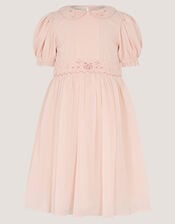 Romee Puff Sleeve Embroidered Party Dress, Pink (PALE PINK), large