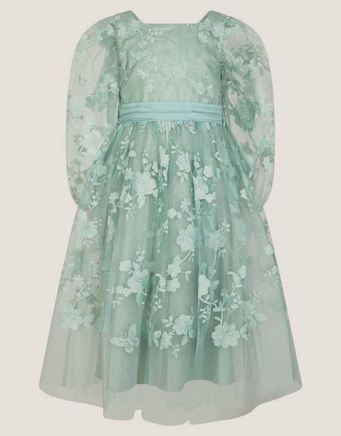 Beatrice Floral Embroidered Party Dress, Green (SAGE), large