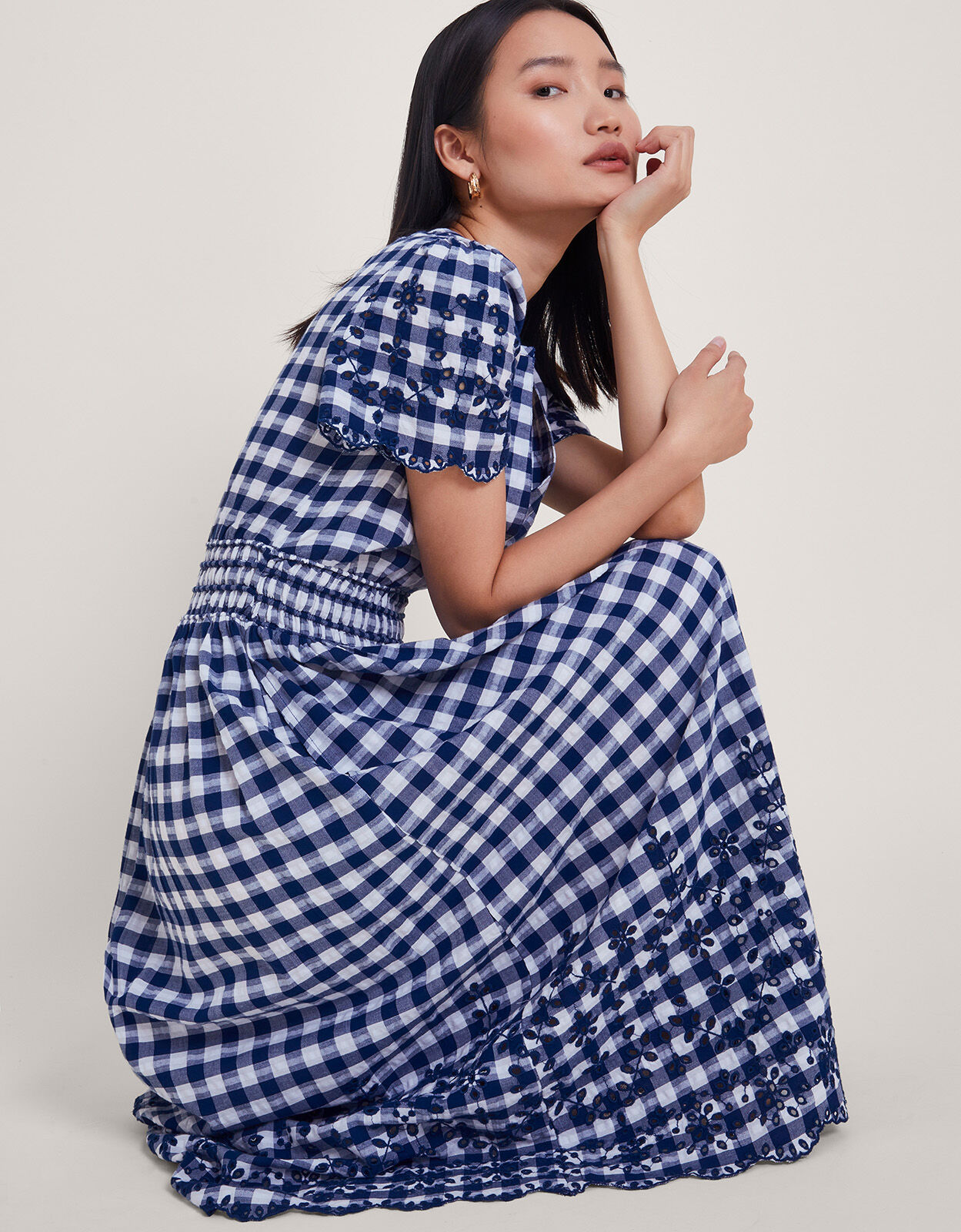 Navy blue gingham dress outlet