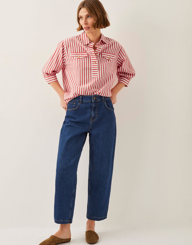 Liv 3/4 Sleeve Stripe Shirt, Red (RED), large