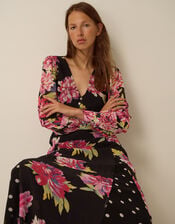 Kiri Floral Print Maxi Dress, Black (BLACK), large