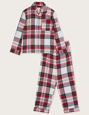 Check Button Through Unisex Pyjamas, Ivory (IVORY), large