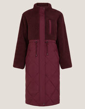 Marlo Borg Quilted Coat, Red (BURGUNDY), large