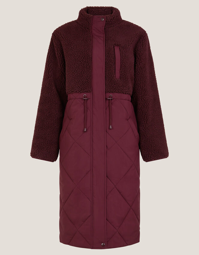 Marlo Borg Quilted Coat, Red (BURGUNDY), large