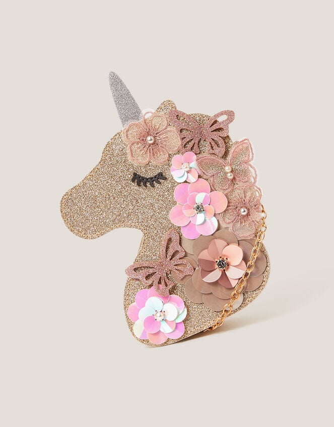 Ella Sequin Flower Unicorn Bag, , large