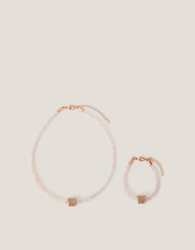 Butterfly Tube Necklace and Bracelet Set, , large