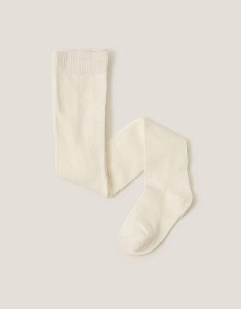 Baby Frosted Cotton Tights, Ivory (IVORY), large