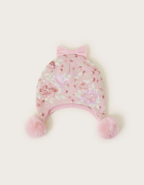 Baby Floral Trapper Hat, Pink (PINK), large