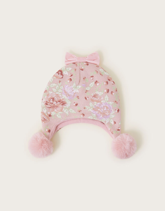 Baby Floral Trapper Hat, Pink (PINK), large