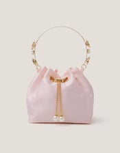 Floral Metal Handle Bag, , large