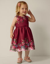 Baby Rose Print Party Dress, Red (RED), large