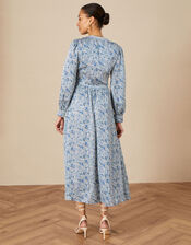 Ditsy Tea Dress in Recycled Polyester, Blue (BLUE), large