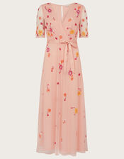 Lacey Embellished Midi Dress, Orange (PEACH), large