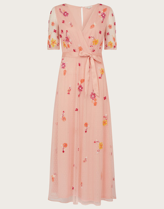 Lacey Embellished Midi Dress, Orange (PEACH), large