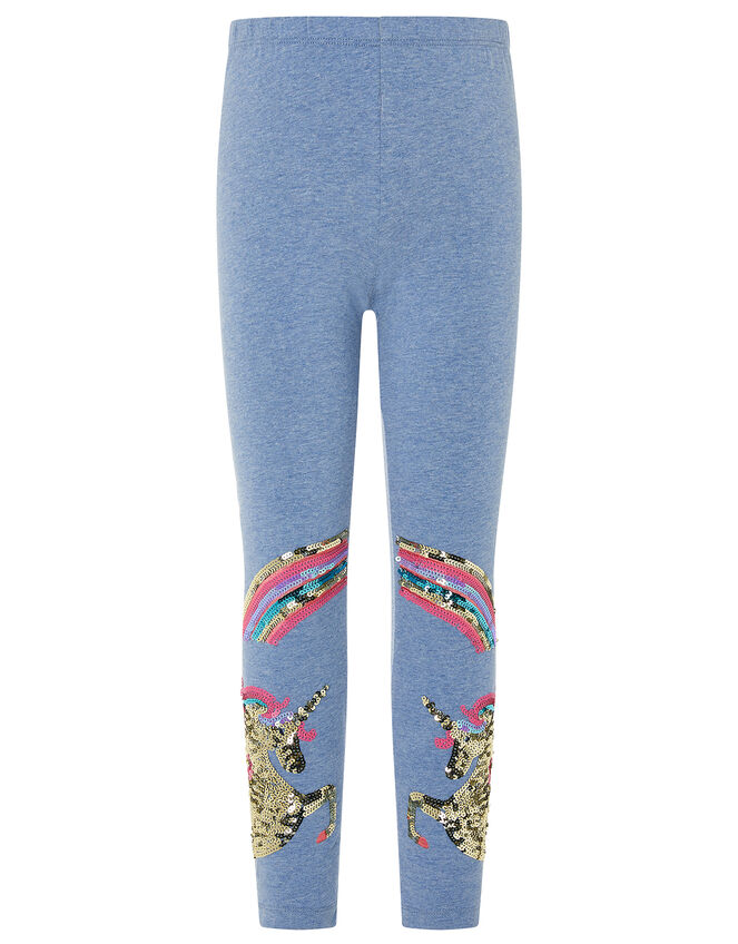 Rainbow Unicorn Leggings in Organic Cotton, Blue (BLUE), large
